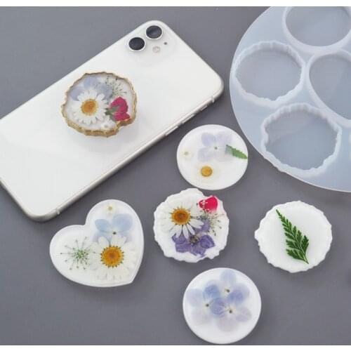 Round Phone Grip Epoxy Resin Mold Silicone Phone Socket Circle Resin Molds Tools N84D