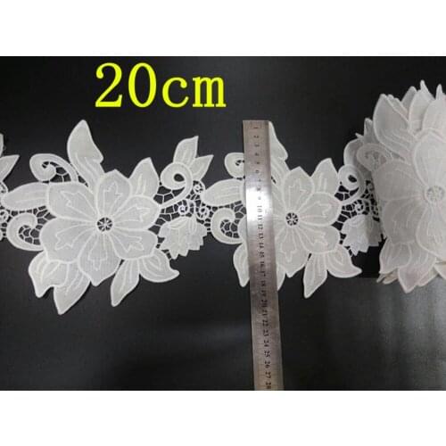 20cm milk fibre flora embroidery lace trim,XY-171026D