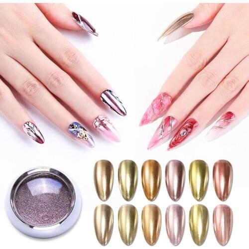Metallic Metal Effect Nail Art Powder Golden Mirror Chrome Powder Holographic Dust Pigment Decorations Manicure Nail Powder