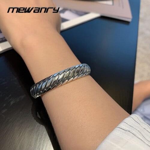 Mewanry 925 Sterling Silver Bracelet Accessories for Women New Trend Punk Vintage Couples Simple Party Jewelry Birthday Gifts