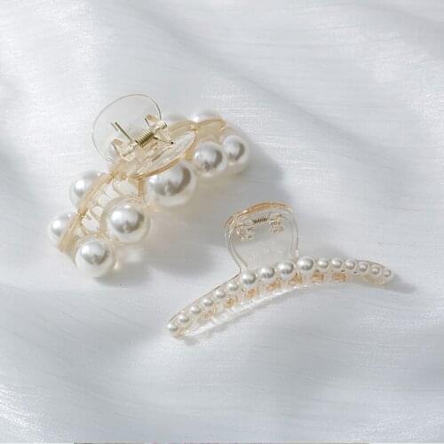 CHIMERA Trendy Pearl Large Hair Claw Jaw Clips for Women Girls Acrylic Beads Hairgrip Crab Hairpins Accessory Ornaments Barrette