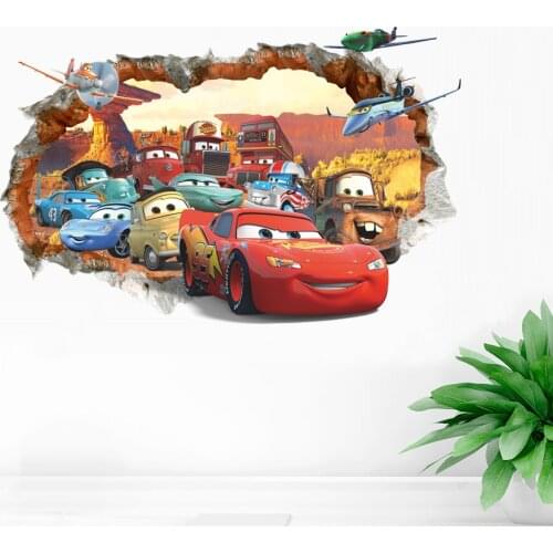 Cartoon Disney Cars Lightning Mcqueen 3D Window Wall Stickers For Home Decor Bedroom Wall Decals Pvc Mural Art Diy Poster