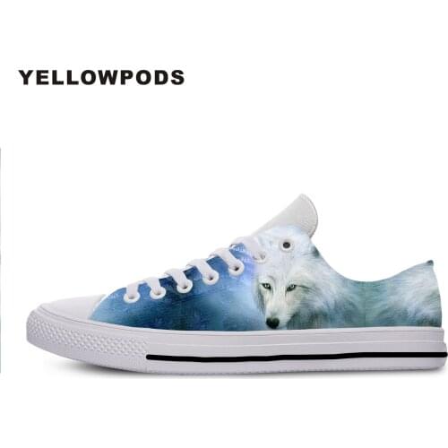New Canvas Men Casual Shoes 2019 Comfortable Flats Shoes For Women Men Wolf Pattern Lace Up Breathable Flat Off White Shoes Man