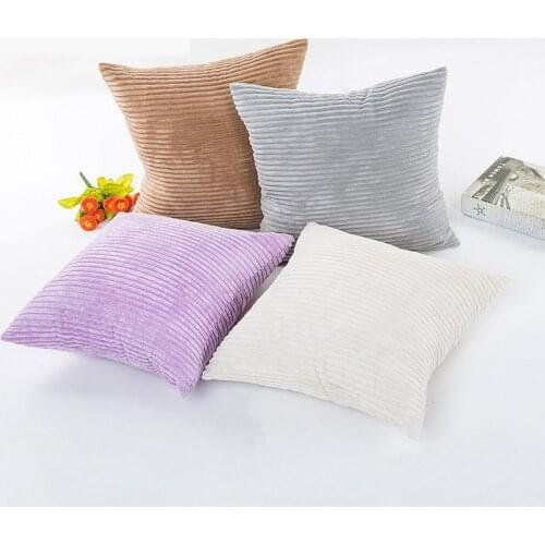 Cushion Cover Soft Decor Striped Velvet Corduroy Decorative Cushion Covers For Sofa 45x45cm Decorative Pillows Pink Gray