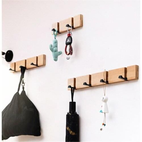 Wall Clothes Hooks Solid Wood Wall Hooks Household Clothes Shelf Towel Coat Hook Wall Hangers Bathroom Hook Wall Rack Key Holder
