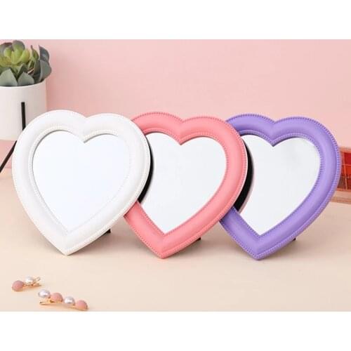 Desktop Vanity Mirror with Decorative Glass Lens. Wall-mounted Heart-shaped Mirror. Beauty Tools. Desktop Cosmetic Mirror