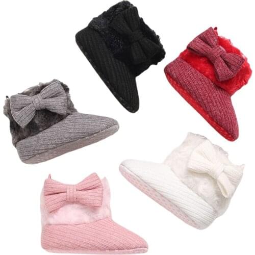 New Fashion Winter Newborn Baby Girl Cotton Boot Solid Anti-Slip Prewalker Warm Winter Baby Shoes Pink/Red/White/Gray/Black