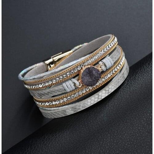 YADA NEW Magnetic Clasp Punk Bracelets&Bangles For Men Braided Leather Bracelets Charm Jewelry Magnetic buckle Bracelet BT200327