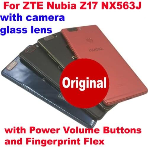 Original Back Battery Cover Housing Door with Fingerprint Flex Rear Case For ZTE Nubia Z17 NX563J + Camera Glass Lens + Buttons