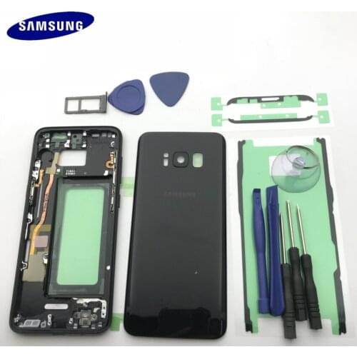 Original Full Housing Case Middle Frame+Rubber Seal Back Cover+SIM card Replacement Parts For Samsung Galaxy S8 G950 G950F