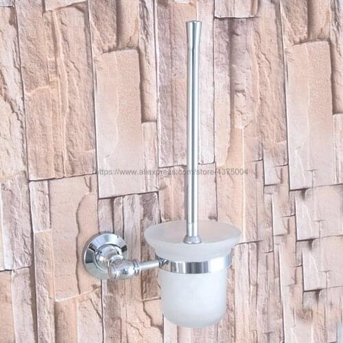 Polished Chrome Bathroom Accessories Toilet Brush Holders with cup set Wall Mounted Brush Holder Sanitary wares Nba793