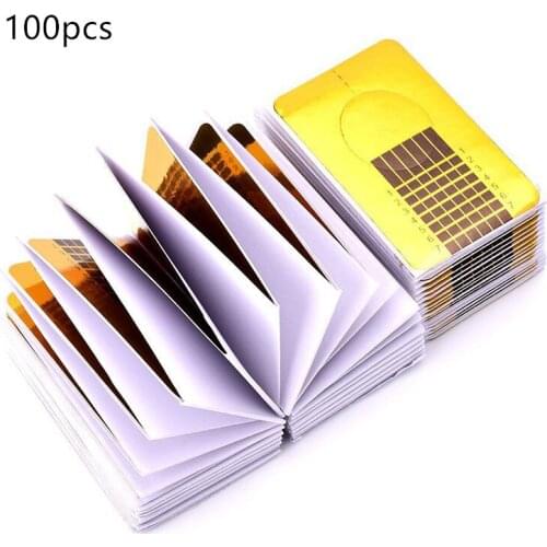 100pcs Professional Acrylic Nail Art Forms Nail Extension UV Gel Polish French Builder Stencils Guide Paper for Manicure