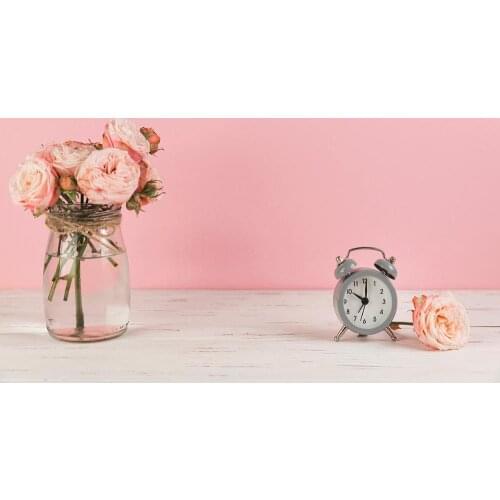 Valentines Day pink rose alarm clock romantic background proposal proposal photography background