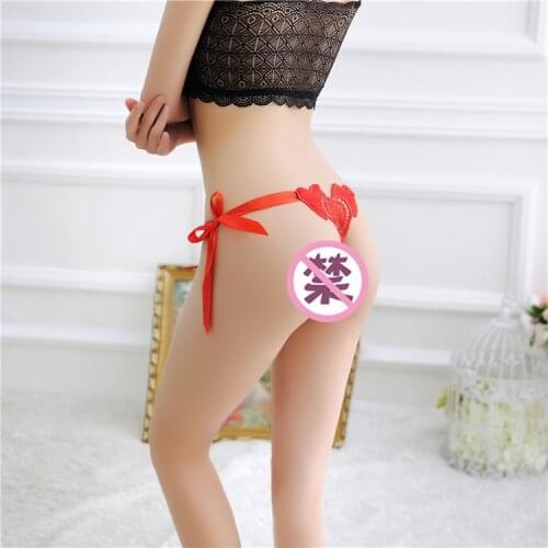 Romantic Lover Sexy Love Temptation Thong Ultra-thin Breathable Underwear Womens Lace-up T-pants Grid See Through hollow Panties