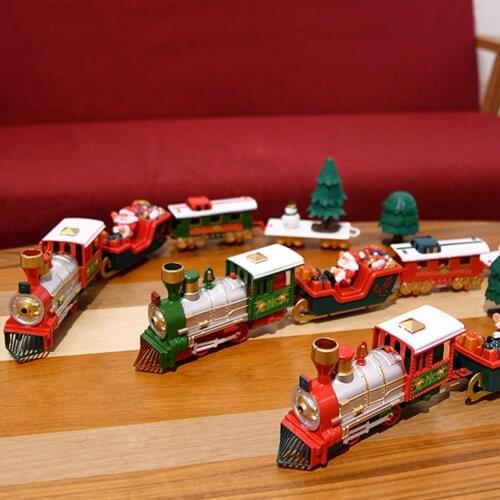 2020New Christmas Electric Rail Car Train Toy Childrens Electric Toy Railway Train Set Racing Road Transportation Building Toys