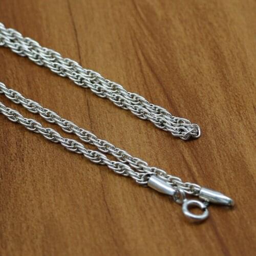 S925 Sterling Silver Jewelry Retro Thai Silver Oval Twist Necklaces Men And Women Trendy Wild Sweater Chain Wholesale