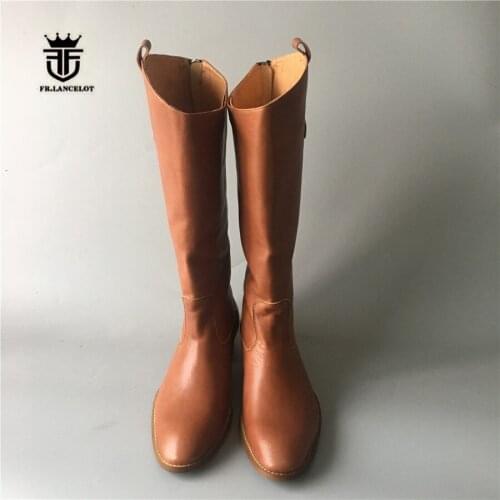 Factory Sale real picture Handmade knight stage fashion Full Real Leather Hard Work luxury Knee High Boots