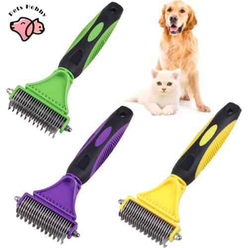 Pet Hair Remover Dog Combs Cat Hair Brush Stainless Double Sides Dog Trimmer Hair Brush Knot Combs Grooming Tools Pet Supplies