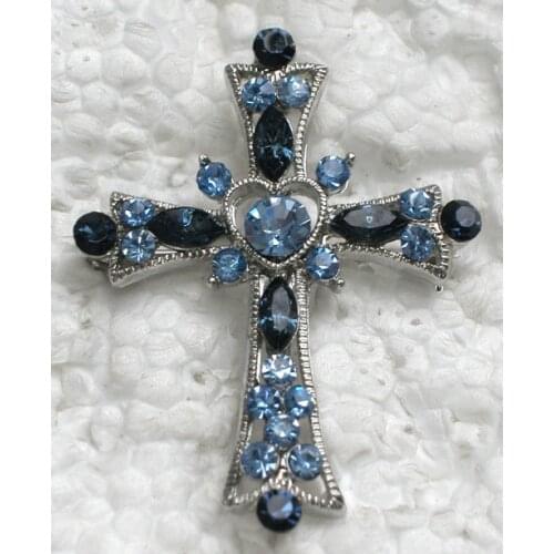 Blue Rhinestone Cross Pin brooches Pendant C254 L