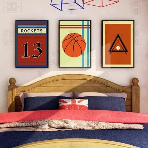 Sport Posters and Prints Abstract Geometric Art Canvas Paintings Basketball Football Print Wall Pictures Nursery Kids Room Decor