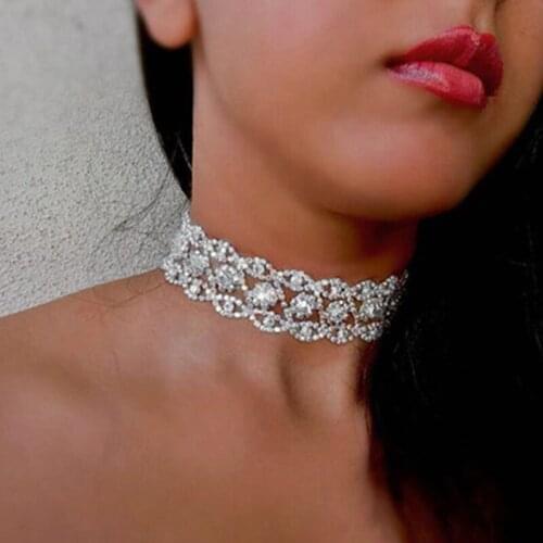 Rhinestone choker Crystal Statement necklace Luxury Collar chocker chunky necklaces Jewelry
