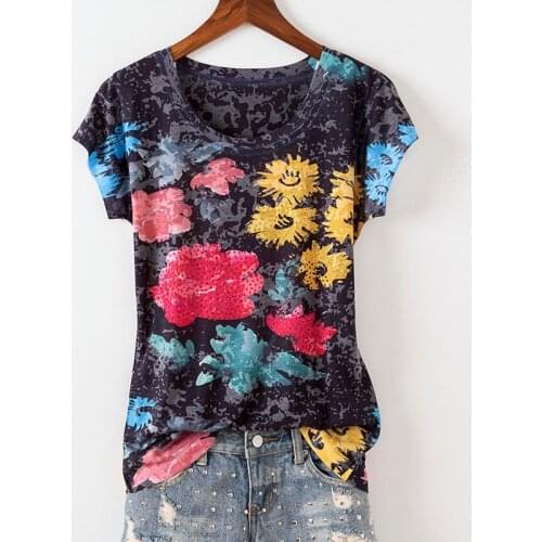 Harajuku Black Hot Drilling Print Oversized T shirt Women 2020 Short Sleeve O-neck Graphic Tees Thin Summer Top Tshirts 5XL Z170