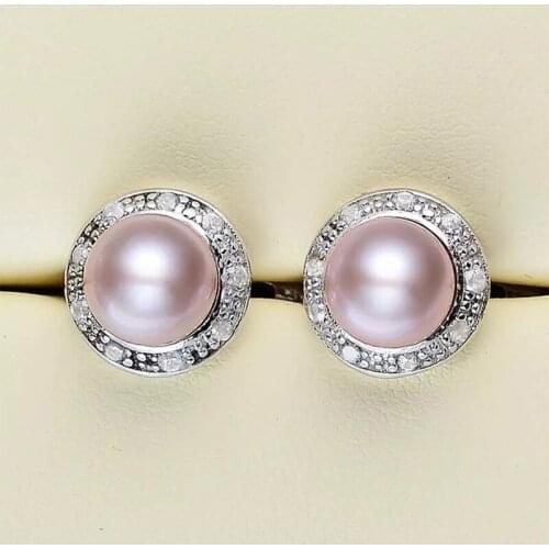 2020 new ladies pierced earrings simple and fashionable Hao Shi high quality freshwater pearl 8mm earrings