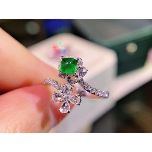 H701 Emerald Ring 0.39ct Pure 18K Gold Jewelry Colombia Vivid Green Emerald Gemstone Diamond Female Rings for women Fine Ring