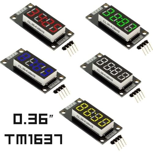 1pcs TM1637 4-Digit 0.36'' LED Display Module 7 Segments 5 colors Display digital Tube with Clock and decimal points