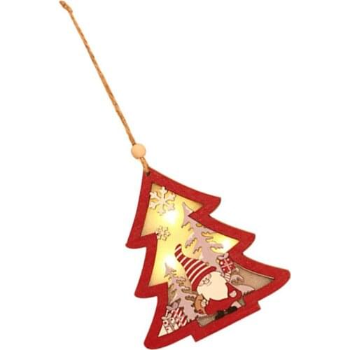 1Pc Creative Wooden Hanging Pendants Xmas Tree Luminous Hanging Decoration