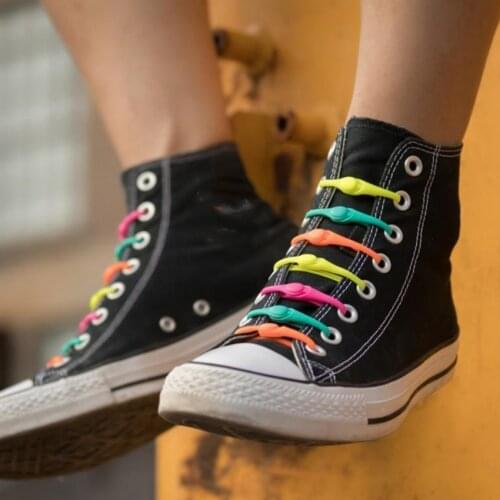 12pcs/Pack Lazy Round Silicone Elastic Shoelaces Fashion Unisex Athletic Special No Tie Rubber For Sneakers Fit Quick Shoe Lace