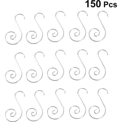 150pcs Christmas Ornament Hooks S Shape Stainless Steel Wall Hangers Hooks for Christmas Gift Hanging Silver