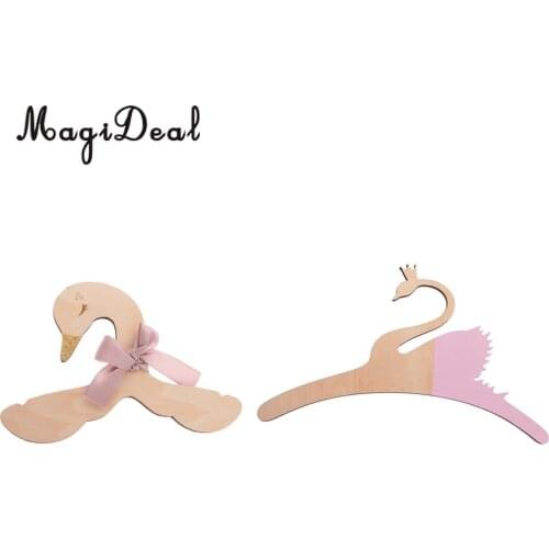 2pcs Swan Wood Hanger Baby Kid Room Nursery Wooden Coat Clothes Hook Hanger