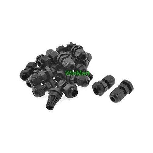 20 Pcs Plastic Waterproof Connector 4-7mm Dia Cable Gland PG7 Black