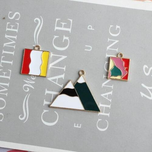 30pcs DIY jewelry accessories dripping alloy small pendant accessories various geometric color patterns enamel charm