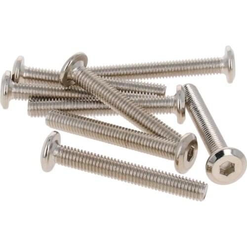 MroMax Hot 5/8/10/20pcs Silver Color Socket Screws Carbon Steel Socket Nickel Plated Mechanical Thread Hard Mount Fastener Screw