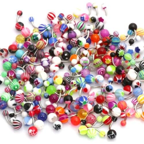 10PCS Acrylic Belly Button Rings Piercing Nombril Stainless Steel Navel Piercing Earring Mix Belly Piercing Body Jewelry Pircing