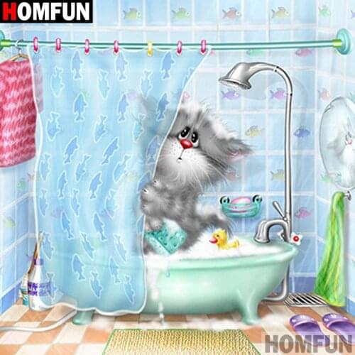 HOMFUN Diamond Painting Full Square/Round Diamond "Cartoon cat" Pattern Embroidery Cross Stitch 5D Rhinestone Painting A11372