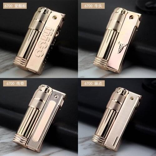 Austria Imco Kerosene Lighter Retro Vintage Nostalgic 6700 Flint Grinding Wheel Gasoline Rose Gold Metal Stainless Steel Gift