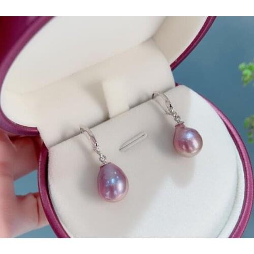 Noble jewelry aaaaa Perfect 11-13MM baroque pearl color purple S925 silver