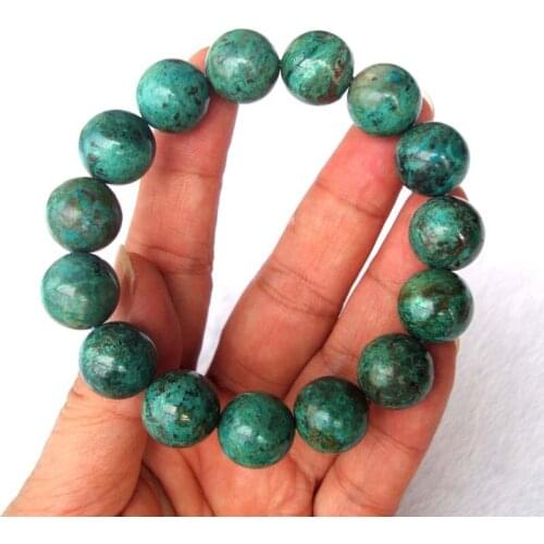 Free Shipping Natural Chrysocolla Round 14mm Beads Stretch Bracelet Women Jewelry Accessories Weddings Parties Birthday Gift