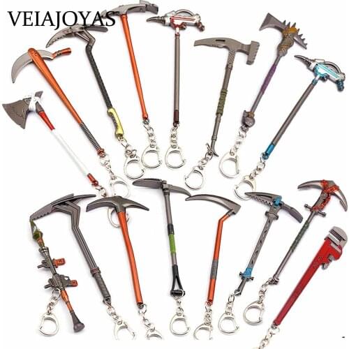 12cm Game Pickaxe Anarchy Axe Reaper Cosplay Keychain PUBG Weapon RPG Gun Model KeyChain Men Tools Charm Car Keyring Freeshiping