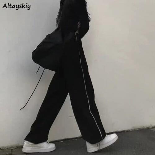 Casual Pants Women Harajuku Spring Bodybuilding Slim High Waist Straight Korean Elastic Soft Students Streetwear Chic Fitness