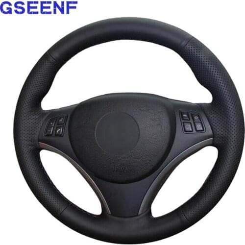 Car Steering Wheel Cover Black Genuine Leather For BMW E90 320i 325i 330i 335i E87 120i 130i 120d