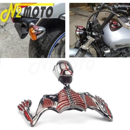 For Honda Yamaha Kawasaki Suzuki Harley Custom Steel Skeleton Ornament Sticker Headlamp Helmet Skull Decorative Helmet Figure