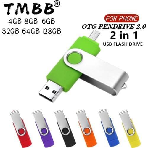360° Rotate OTG USB Flash drive cle 64G USB 2.0 Smart Phone pen drive 4g 8g 16g 32g 128g micro usb memory storage devices U disk