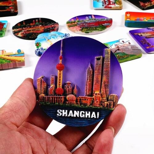 Magnets Sticker For Refrigerator Shanghai Scenic Fridge Magnet Tourism Souvenir Gift Magnetic Force Message Paste Kitchen Decor