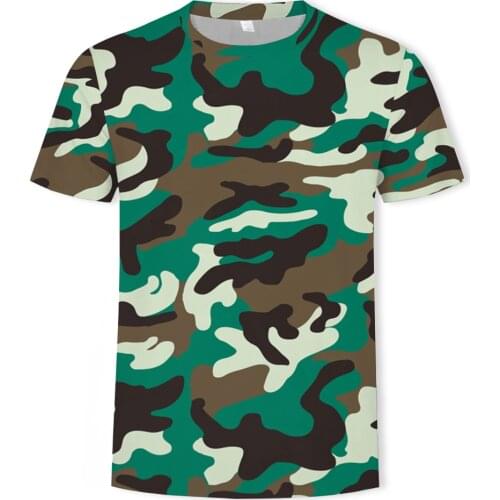 Summer new fashion camouflage T-shirt mens casual O-neck street 3D clothing T-shirt mens fitness quick-drying short sleeve