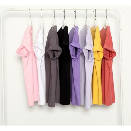 2021 Summer Solid Color T Shirts for Women Fashion Trends Candy Clothing Plus Size Teenage Girls Pullover Tops Casula Streetwear