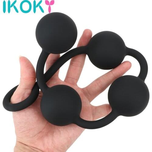 IKOKY Extra Long Huge Anal Plug Pull Anal Beads G-spot Vestibular Anal Plug Butt Stimulation Sex Toys For Woman Men Butt Plug